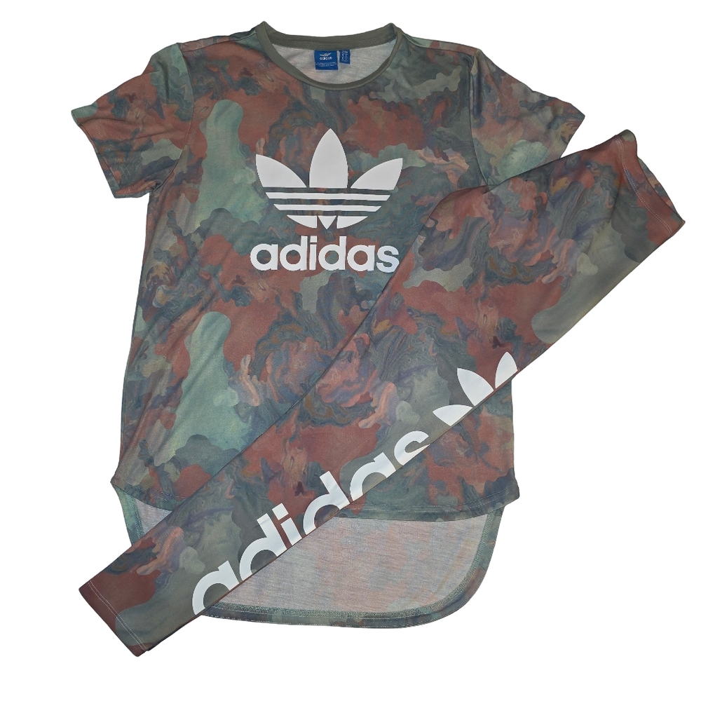 Adidas Originals Pastel Camo Print Legging & Shirt Set Size SMALL